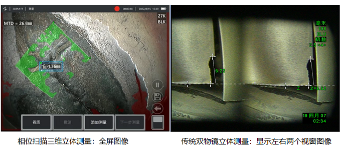 工業(yè)內(nèi)窺鏡相位掃描三維立體測量是全屏圖像